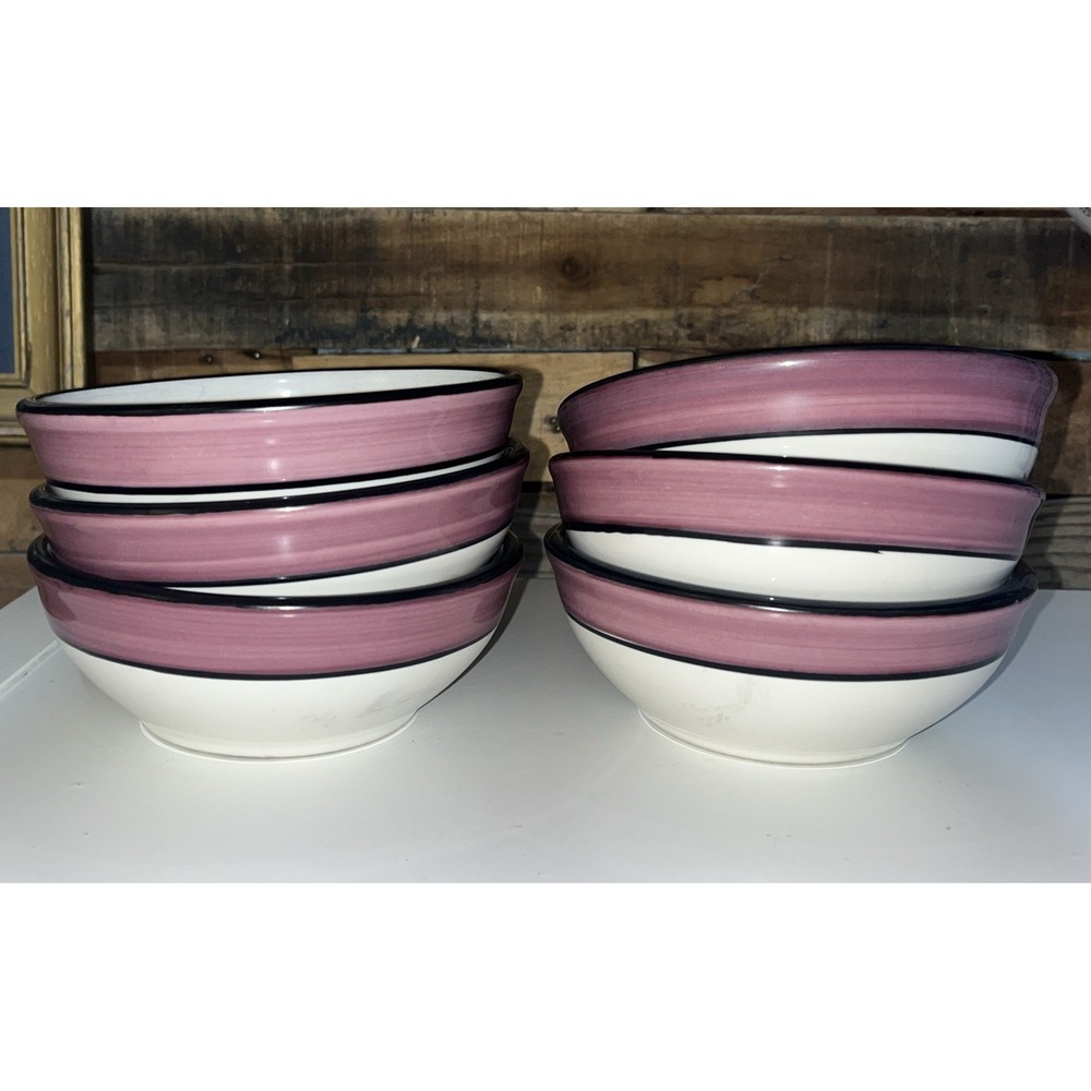 HF Coors Tucson AZ Purple Spree Cereal Bowl Set‎ Of 6 - Scratches On Bottom